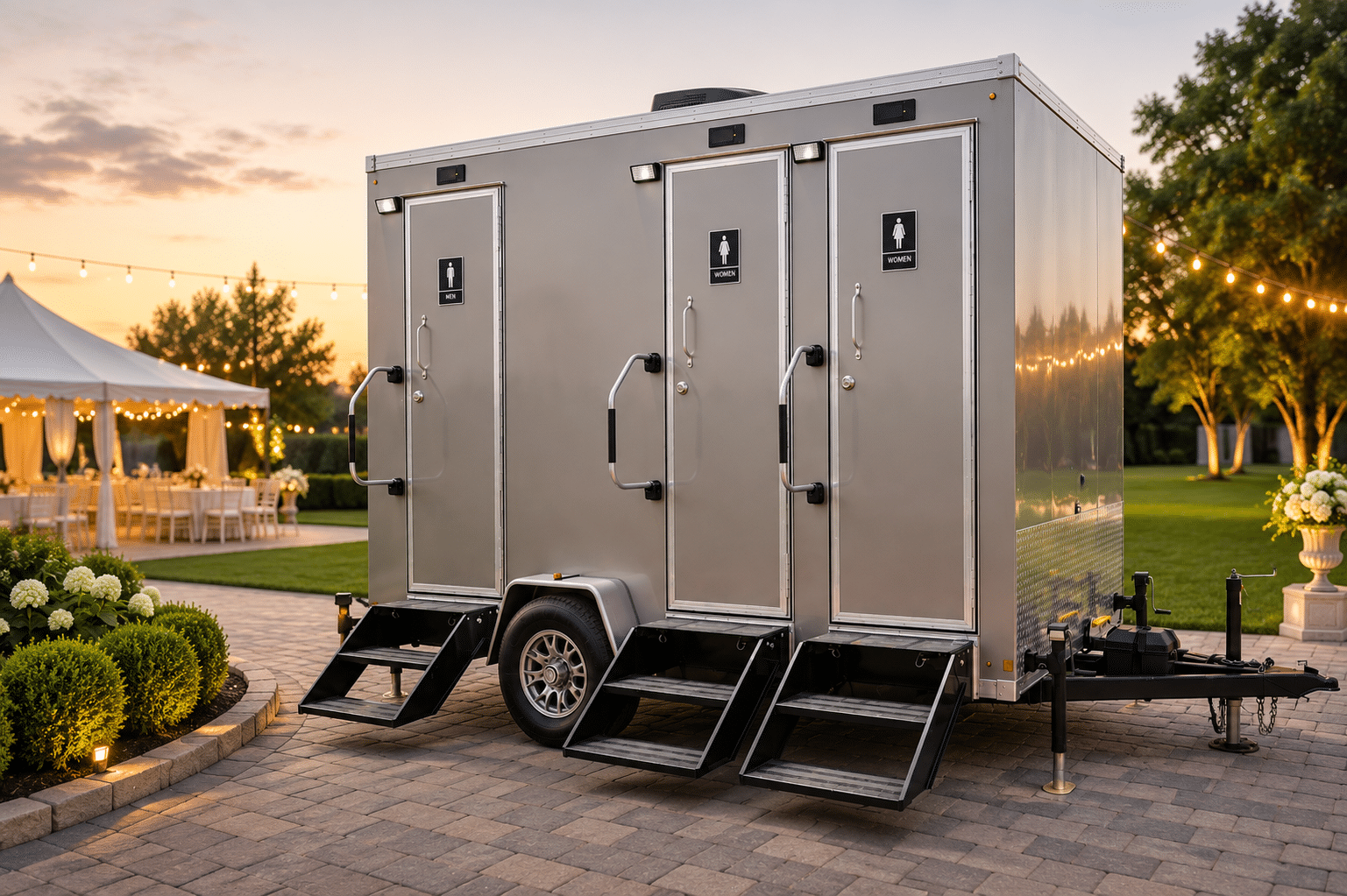 Premier Luxe Lounge Luxury Restroom Trailer Rentals Luxury restroom trailer rentals for weddings and upscale events in Massachusetts by Premier Portable Potties
